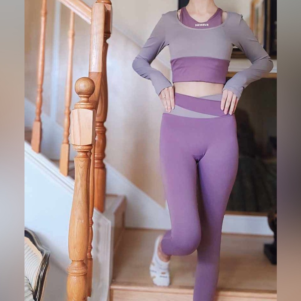 Purple and Gray Two-Piece Activewear Set